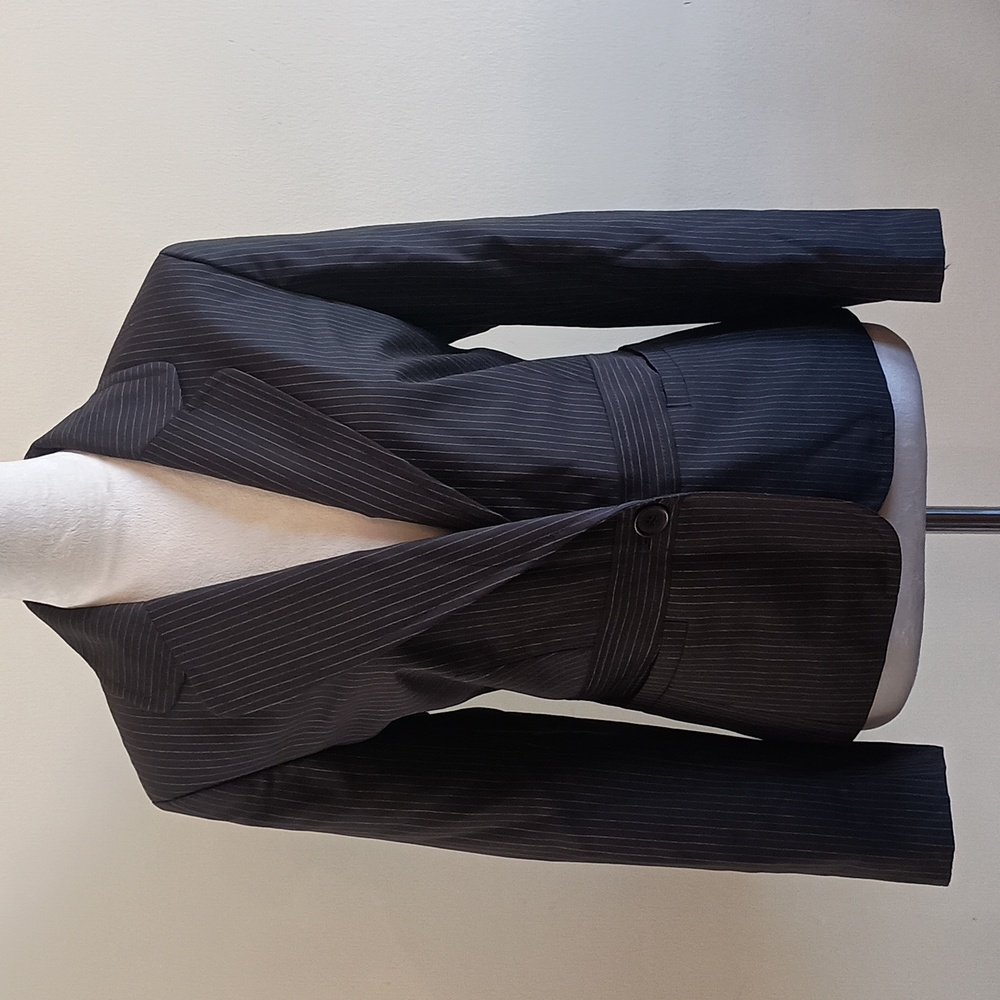 Ann Taylor Loft Blazer Chocolate Brown Pinstripe